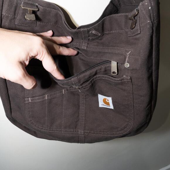 Reworked brown upcycled carhartt tote bag / crossbody bag - Picture 6 of 7